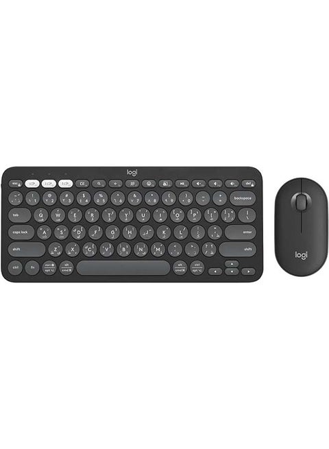 Pebble 2 Combo, Wireless Keyboard and Mouse, Quiet and Portable, Customisable, Logi Bolt, Bluetooth, Easy-Switch for Windows, macOS, iPadOS, Chrome, ARA Layout Graphite