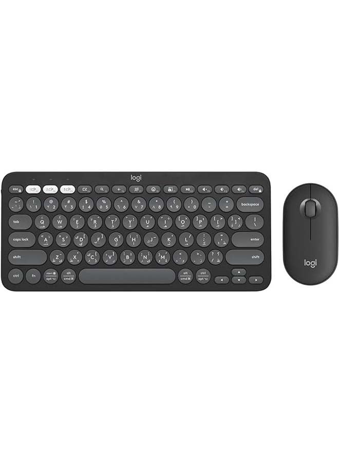 Logitech - Pebble 2 Combo, Wireless Keyboard and Mouse, Quiet and Portable, Customisable, Logi Bolt, Bluetooth, Easy-Switch for Windows, macOS, iPadOS, Chrome, ARA Layout Graphite - Image 1