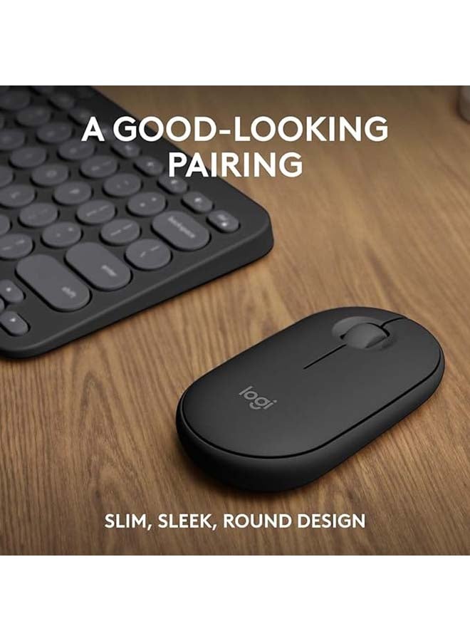 Logitech - Pebble 2 Combo, Wireless Keyboard and Mouse, Quiet and Portable, Customisable, Logi Bolt, Bluetooth, Easy-Switch for Windows, macOS, iPadOS, Chrome, ARA Layout Graphite - Image 1