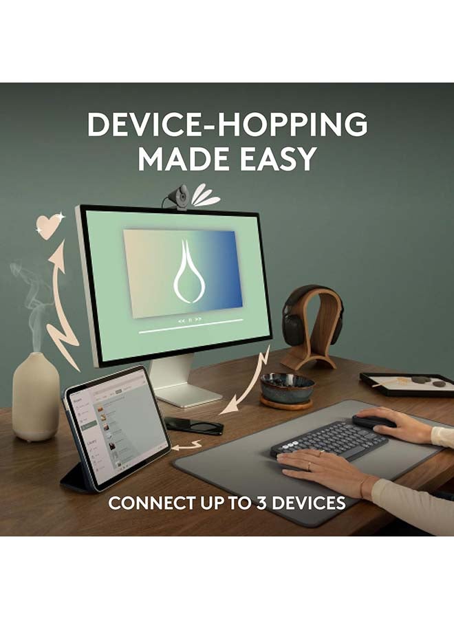 Logitech - Pebble Mouse 2 M350s, Slim Bluetooth Wireless Mouse, 3-Device Pairing, Customizable Middle Button, Silent Clicks, 400-4000 DPI Adjustable, Recycled Plastic, Compatible with Windows, macOS, Chromebook, Tonal Graphite | 910-007015 Graphite - Image 1