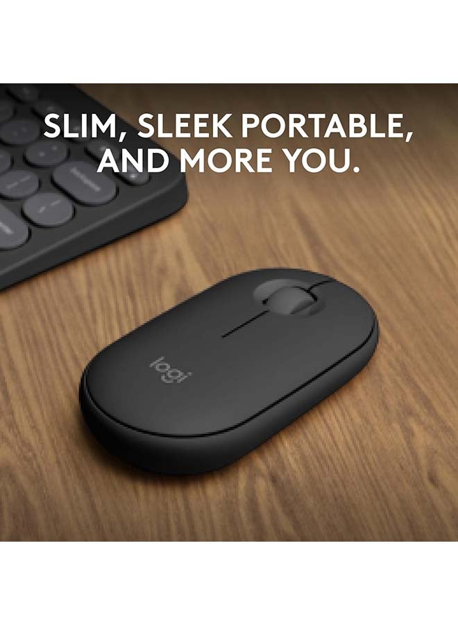 Logitech - Pebble Mouse 2 M350s, Slim Bluetooth Wireless Mouse, 3-Device Pairing, Customizable Middle Button, Silent Clicks, 400-4000 DPI Adjustable, Recycled Plastic, Compatible with Windows, macOS, Chromebook, Tonal Graphite | 910-007015 Graphite - Image 1