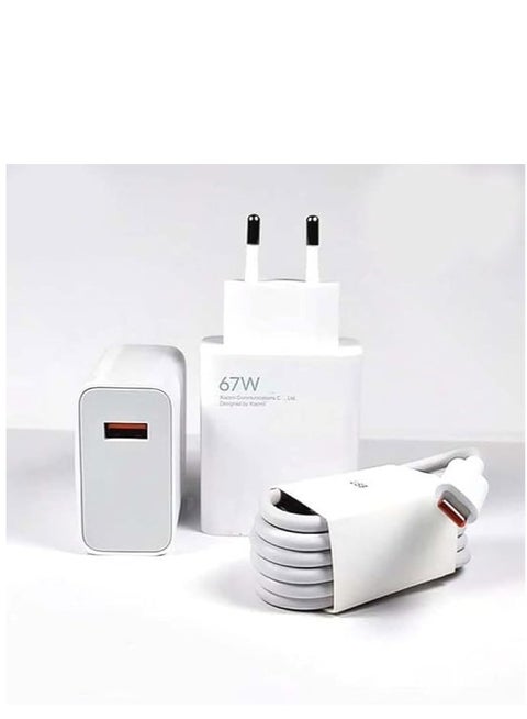 67W VOOC Charge Adapter 6A With Type C Cable White