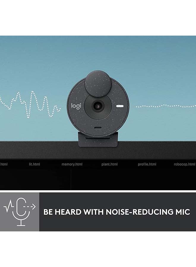 Logitech - Brio 300 Full HD Webcam with Privacy Shutter, Noise Reduction Microphone, USB-C, Ceritified for Zoom, Microsoft Teams, Google Meet, Auto Light Correction Graphite - Image 1