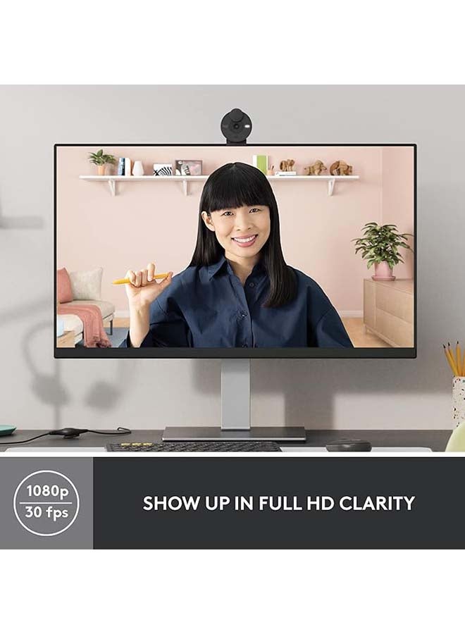 Logitech - Brio 300 Full HD Webcam with Privacy Shutter, Noise Reduction Microphone, USB-C, Ceritified for Zoom, Microsoft Teams, Google Meet, Auto Light Correction Graphite - Image 1