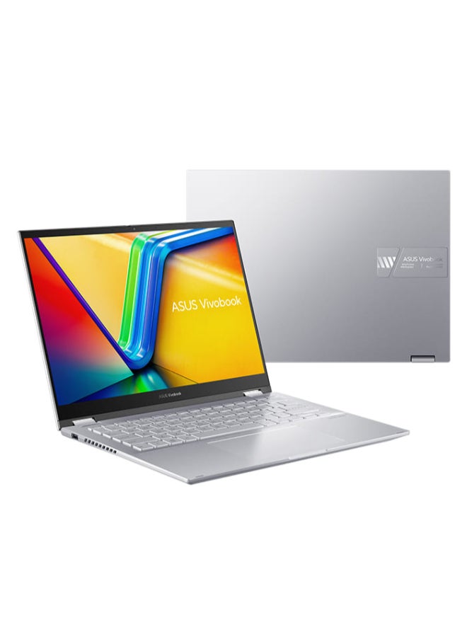 ASUS - VivoBook 14 Flip Laptop With 14-Inch Touch Display, Core i7-12700H Processor/16GB RAM/512GB SSD/Windows 11/Intel Iris Xe Graphics With Pen English/Arabic Silver - Image 1