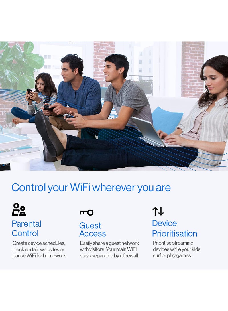 لينكسيس أطلس برو 6 فيلوب ثنائي النطاق شبكة منزلية كاملة واي فاي 6 نظام AX5400 راوتر واي فاي، موسع، معزز بتغطية تصل إلى 5400 قدم مربع، سرعة أسرع 4x لأكثر من 60 جهازًا، عبوة من قطعتين، أبيض، MX5502-ME - Image 5