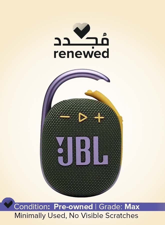 JBL Renewed - Clip 4 Portable Bluetooth Speaker Green - Image 1