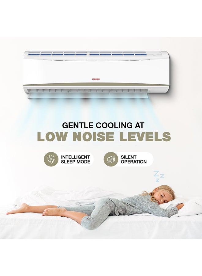 NIKAI - 2 Ton Piston Split AC, Energy Saving Air Conditioner, Efficient Cooling With T3 Tropical Piston Compressor, 24000 BTU, Auto Restart, Best For Home, Room, Office And Shops, 5 Years Compressor Warranty NSAC24138E24E White - Image 1