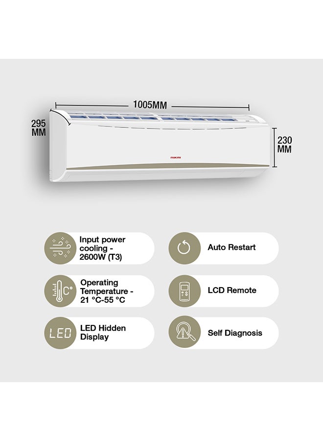 NIKAI - 2 Ton Piston Split AC, Energy Saving Air Conditioner, Efficient Cooling With T3 Tropical Piston Compressor, 24000 BTU, Auto Restart, Best For Home, Room, Office And Shops, 5 Years Compressor Warranty NSAC24138E24E White - Image 1
