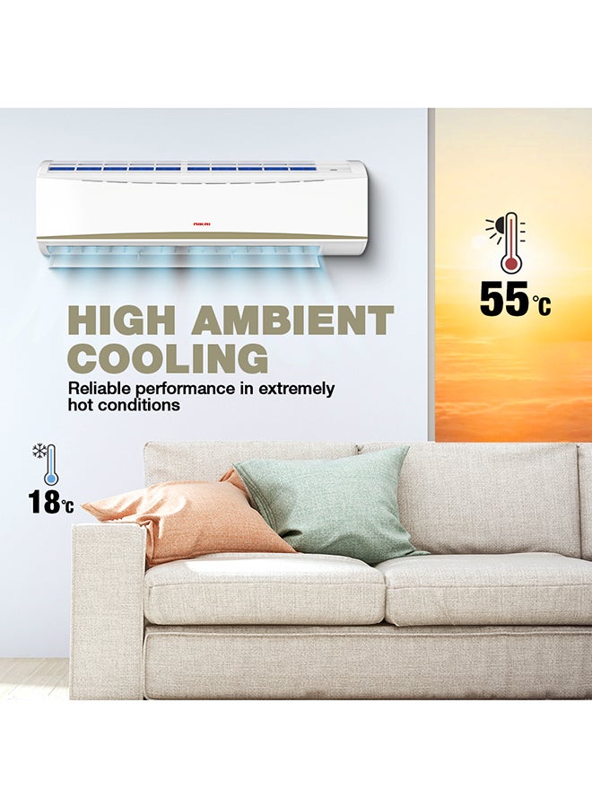 NIKAI 2 Ton Piston Split AC, Energy Saving Air Conditioner, Efficient Cooling With T3 Tropical Piston Compressor, 24000 BTU, Auto Restart, Best For Home, Room, Office And Shops, 5 Years Compressor Warranty NSAC24138E24E White  - Image 3