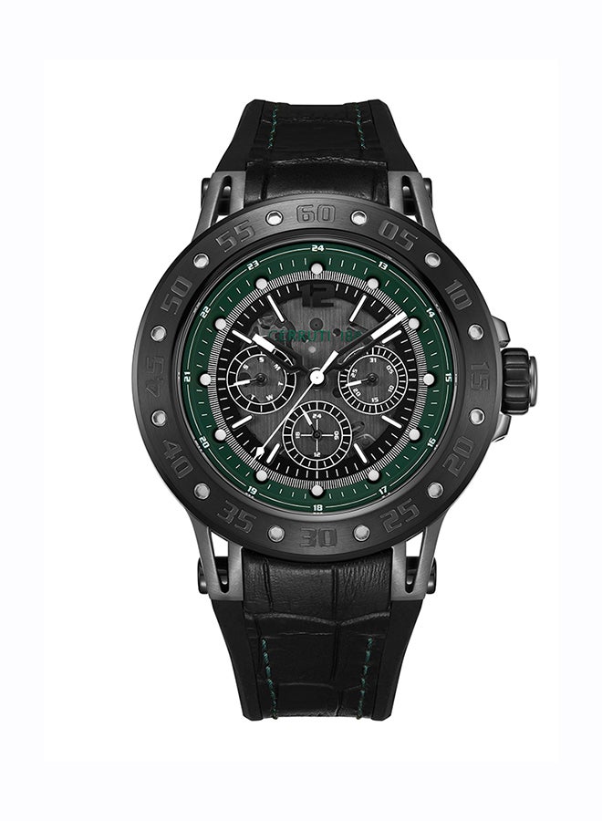 CERRUTI 1881 Men's Velletri Analog Green And Black Watch For Men Sapphire Coated Flat Glass And Genuine Leather Strap 45mm Water Resistant 5 ATM - CIWGB0042302 - Image 1