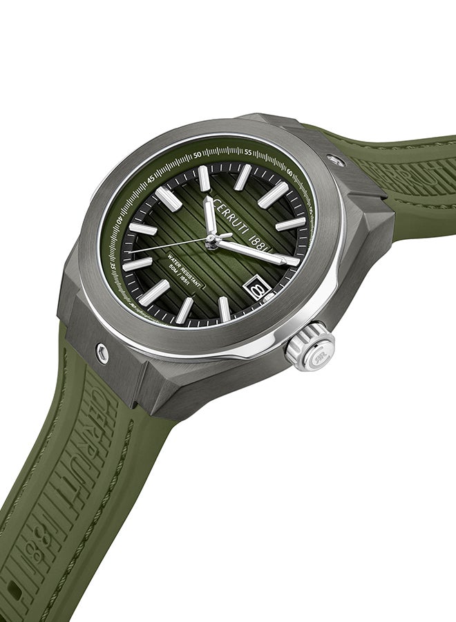 CERRUTI 1881 Men's Cerruti 1881 Ruscello Analog Olive Watch For Men Sapphire Coated Flat Glass And Silicone Strap 55mm Water Resistant 5 ATM - CIWGN0042902 - Image 3