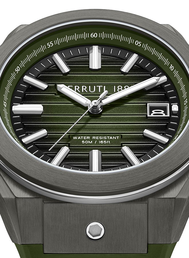 CERRUTI 1881 Men's Cerruti 1881 Ruscello Analog Olive Watch For Men Sapphire Coated Flat Glass And Silicone Strap 55mm Water Resistant 5 ATM - CIWGN0042902 - Image 4