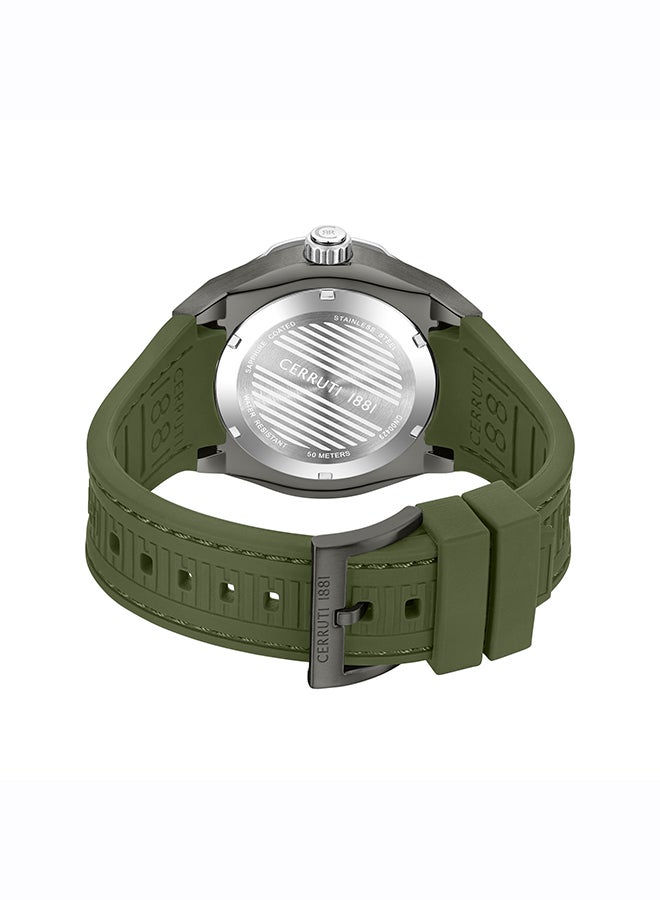 CERRUTI 1881 Men's Cerruti 1881 Ruscello Analog Olive Watch For Men Sapphire Coated Flat Glass And Silicone Strap 55mm Water Resistant 5 ATM - CIWGN0042902 - Image 2