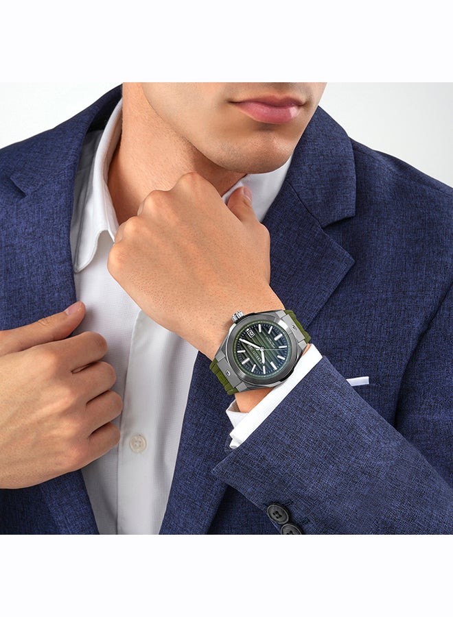 CERRUTI 1881 Men's Cerruti 1881 Ruscello Analog Olive Watch For Men Sapphire Coated Flat Glass And Silicone Strap 55mm Water Resistant 5 ATM - CIWGN0042902 - Image 5
