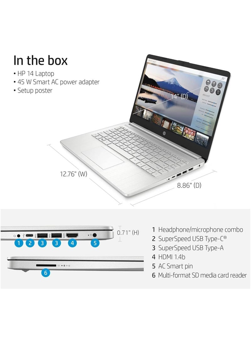 HP - 2023 Newest 14-inch FHD Display (Upgraded Version) Laptop, AMD Ryzen 3 Processor/16GB RAM/512GB SSD/AMD Radeon Graphics/Windows 11/ English Silver - Image 1