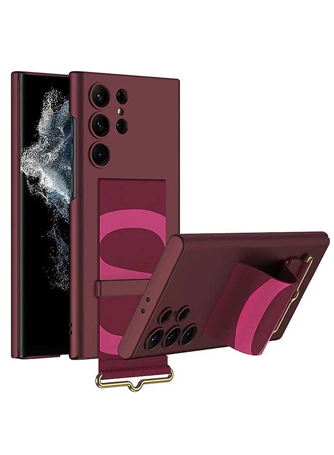 مارجون حافظة سامسونج جالاكسي S24 الترا رفيعة للغاية مقاومة للصدمات من البولي كربونات وغطاء معصم من جلد البولي يوريثان حافظة هاتف فاخرة رفيعة مع مسند للمعصم حافظة حماية كاملة مضادة للخدش - Image 1