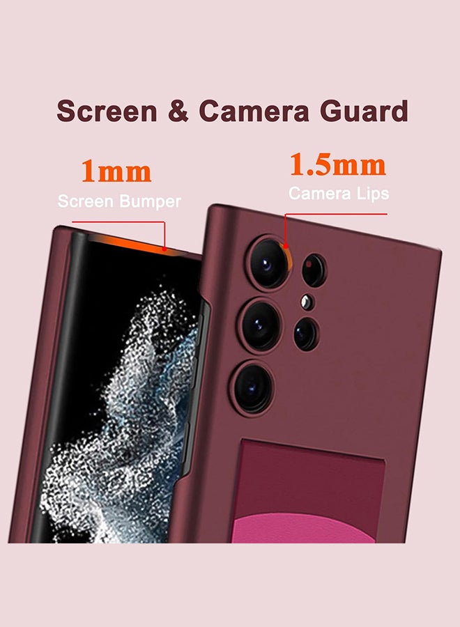 مارجون حافظة سامسونج جالاكسي S24 الترا رفيعة للغاية مقاومة للصدمات من البولي كربونات وغطاء معصم من جلد البولي يوريثان حافظة هاتف فاخرة رفيعة مع مسند للمعصم حافظة حماية كاملة مضادة للخدش - Image 2