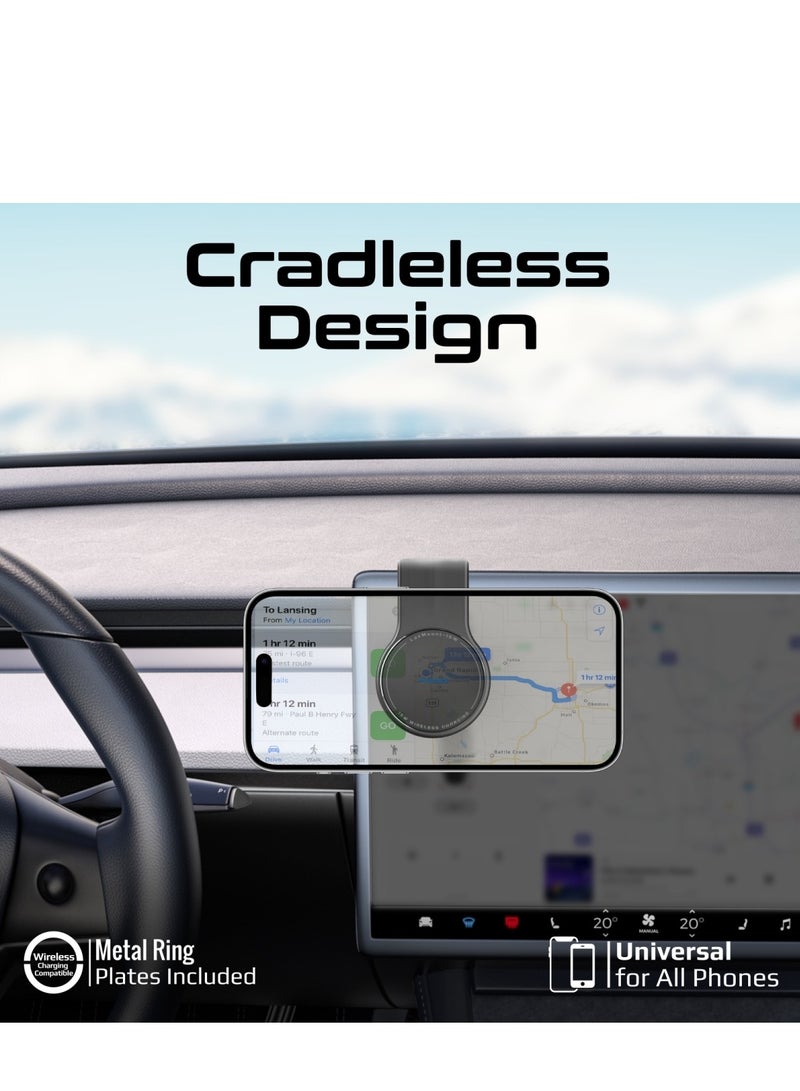 PROMATE - MagSafe Ultra-Fast 15W Charging Car Mount, Magnetic Dashboard Mount with N52 Magnets, Flexible Arm, Charge Protection, 360° Rotation, Cradleless Design, Easy Set-Up, LaxMount-15W Black - Image 1