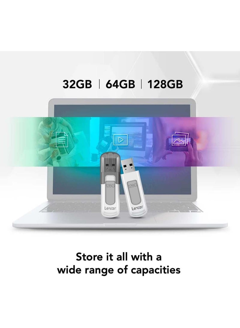 ليكسار محرك فلاش JumpDrive V100 USB 3.0 سعة 128 جيجابايت لتوسيع التخزين والنسخ الاحتياطي، رمادي (LJDV100-128ABNL) - Image 5