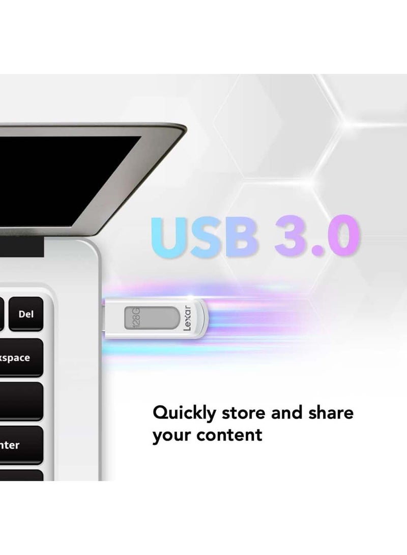 ليكسار محرك فلاش JumpDrive V100 USB 3.0 سعة 128 جيجابايت لتوسيع التخزين والنسخ الاحتياطي، رمادي (LJDV100-128ABNL) - Image 2