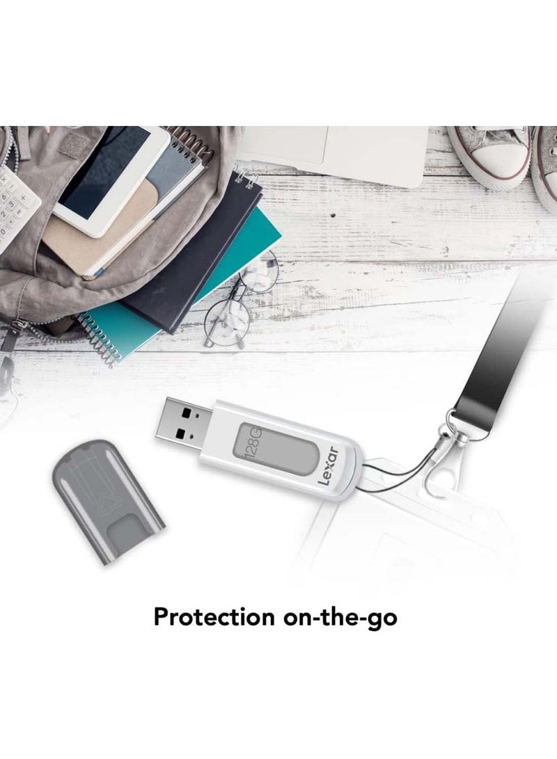 ليكسار محرك فلاش JumpDrive V100 USB 3.0 سعة 128 جيجابايت لتوسيع التخزين والنسخ الاحتياطي، رمادي (LJDV100-128ABNL) - Image 3