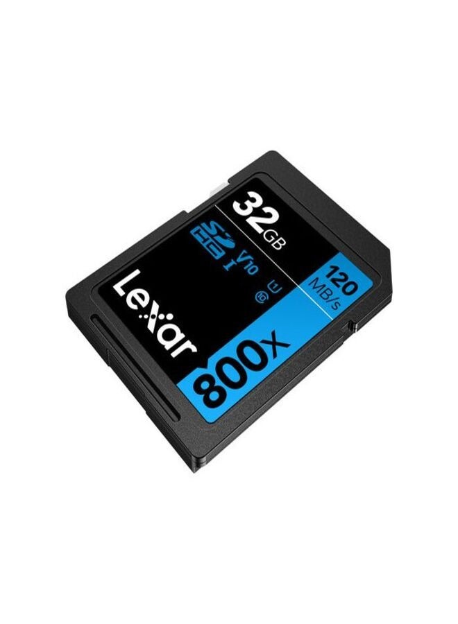 ليكسار بطاقات Lexar Professional 800x SDHC UHS-I، سرعة قراءة تصل إلى 120 ميجابايت/ثانية وسرعة كتابة تصل إلى 45 ميجابايت/ثانية C10 V10 U1 - 32 جيجابايت  - Image 1