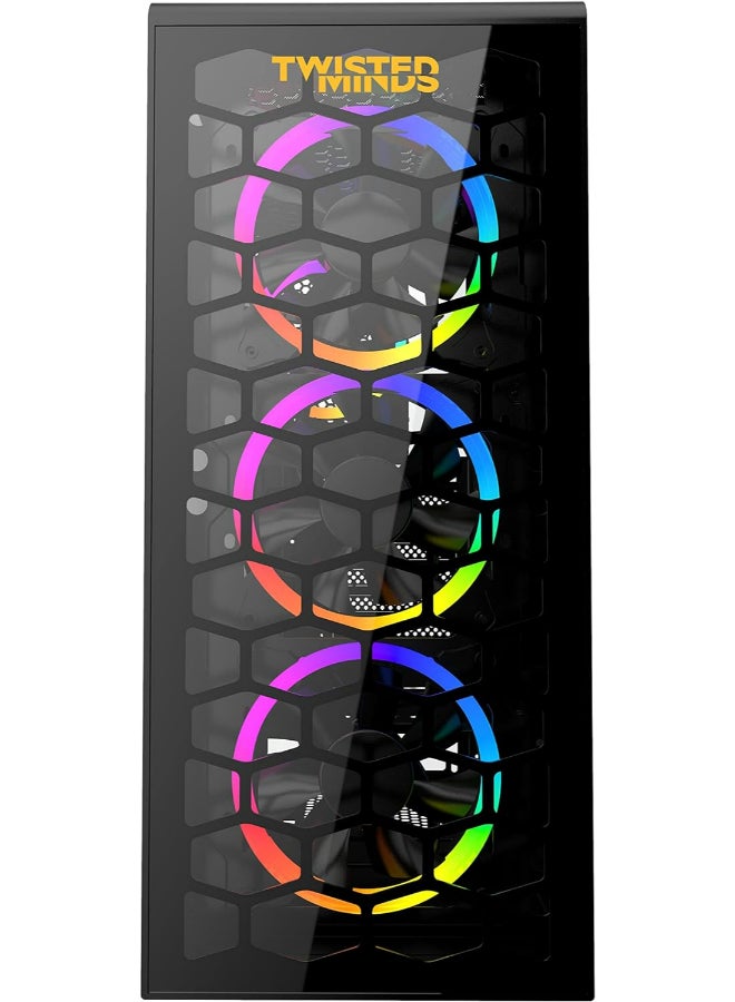 TWISTED MINDS Killstreak-03 ATX Mid Tower Gaming Computer Case with ARGB LED Fans (TM188-11-B) Black  - Image 1
