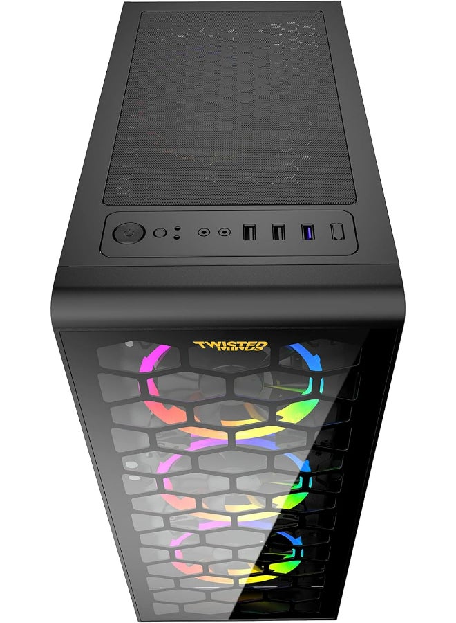 TWISTED MINDS Killstreak-03 ATX Mid Tower Gaming Computer Case with ARGB LED Fans (TM188-11-B) Black  - Image 4