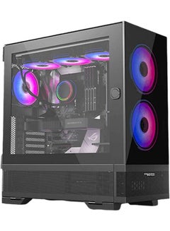 TWISTED MINDS Minimalist - 04 Mid-Tower E-ATX Gaming PC Case, Tempered Glass + Mesh Panels, Ample Cooling, Pre-installed 4*120mm ARGB Fans, Fits up to 420mm AIO, USB 3.0 / 2.0, HD, TM-X5-B Black  - Image 1