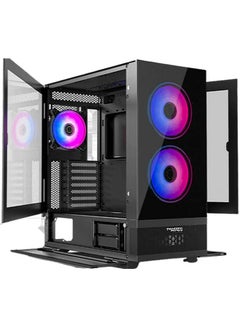 TWISTED MINDS Minimalist - 04 Mid-Tower E-ATX Gaming PC Case, Tempered Glass + Mesh Panels, Ample Cooling, Pre-installed 4*120mm ARGB Fans, Fits up to 420mm AIO, USB 3.0 / 2.0, HD, TM-X5-B Black  - Image 2