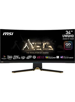 MSI 34 Inch Curved Gaming Monitor OLED MEG 342C QD, 3440 x 1440 (UWQHD), OLED, 0.1ms, 175Hz, FreeSync Premium, HDR 400, HDMI, DP Port, USB Type C, Tilt, Height Black  - Image 1