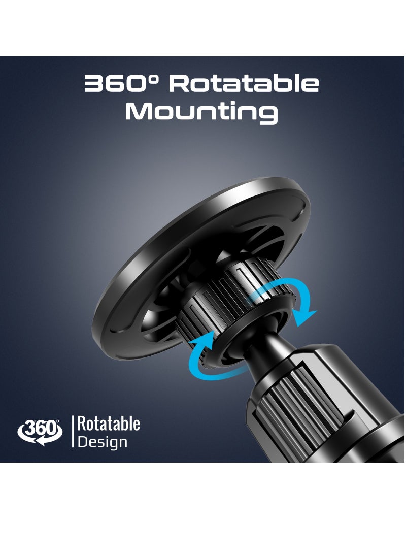 PROMATE - Magnetic Car Mount, Universal Magnetic Ring AC Vent Mount Holder with N52 Powerful Magnets, 360 Degree Rotation, Multi-Angle Support Black - Image 1
