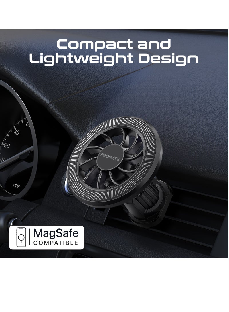 PROMATE - Magnetic Car Mount, Universal Magnetic Ring AC Vent Mount Holder with N52 Powerful Magnets, 360 Degree Rotation, Multi-Angle Support Black - Image 1