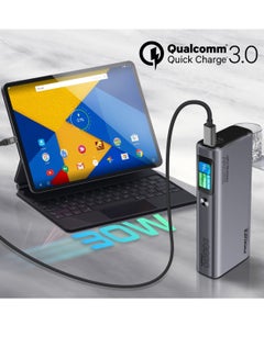 PROMATE 20000 mAh 20000 mAh Ultra Slim Portable Power Pack With 130W Power Delivery Smart TFT LCD Screen USB A QC 3.0 Dual USB C Input Output Ports And Over Heating Protection For iPhone 16 Titan 130 - Grey  - Image 5