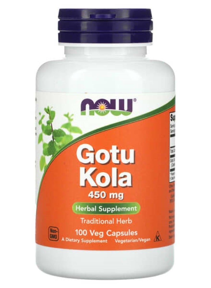 Now Foods Gotu Kola Herbal Supplement - 450mg 100 VCAPS 