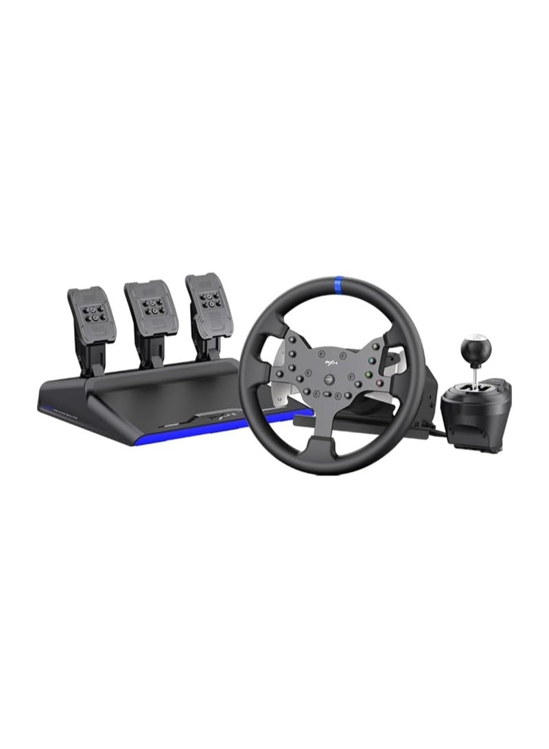 PXN - PXN-V99 Gaming Steering Wheel, 270/900° 3Nm Force Feedback Racing Steering Wheel, Disassembly, With Hall Magnetic Induction Pedal, 6+1 Gear Shift Rod Game Racing Steering Wheel For PS4/PS3/Xbox One - Image 1