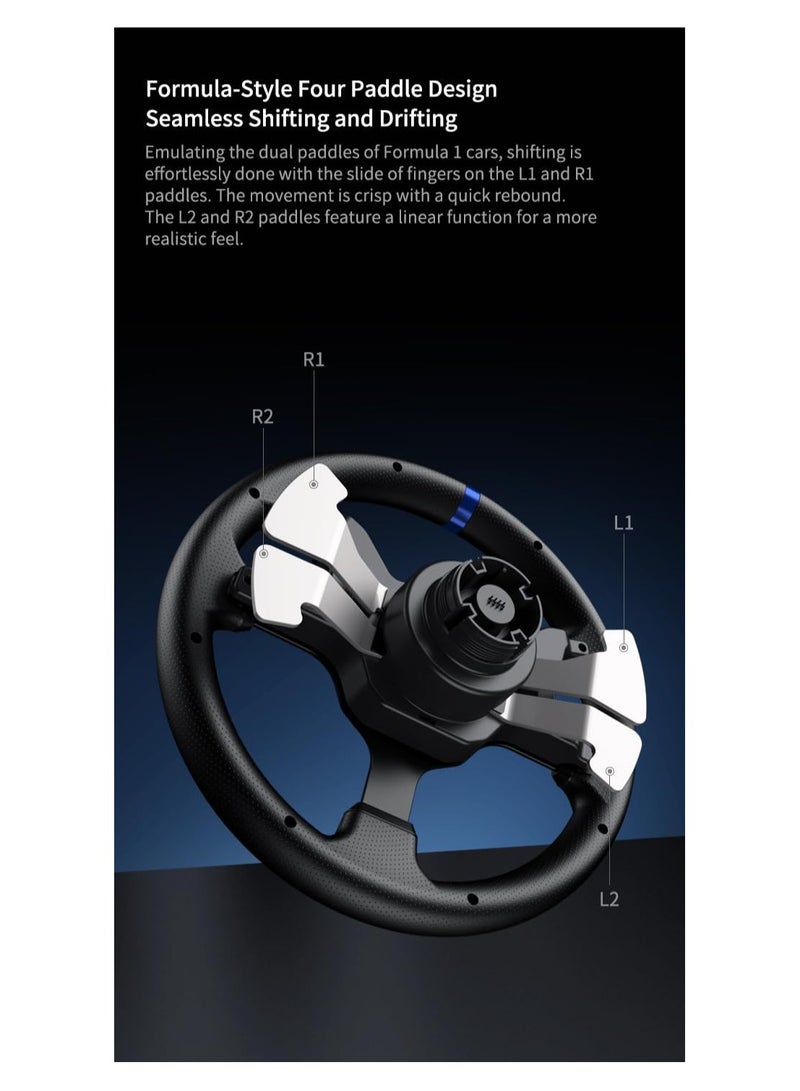 PXN - PXN-V99 Gaming Steering Wheel, 270/900° 3Nm Force Feedback Racing Steering Wheel, Disassembly, With Hall Magnetic Induction Pedal, 6+1 Gear Shift Rod Game Racing Steering Wheel For PS4/PS3/Xbox One - Image 1
