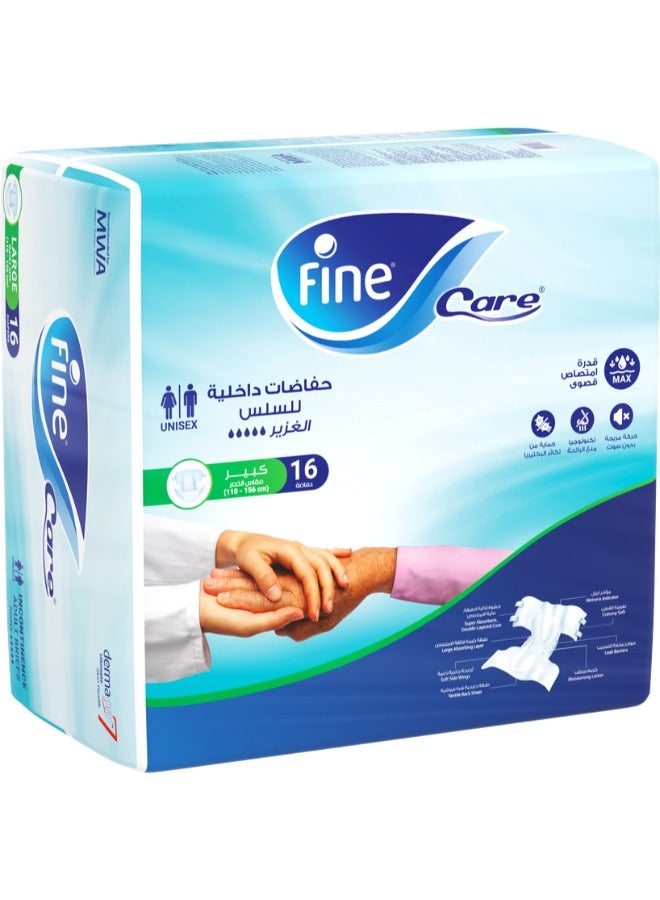 فاين كير - Incontinence Adult Diapers Brief's Large Size Waist 110-156 Cm Count 16 - Image 1