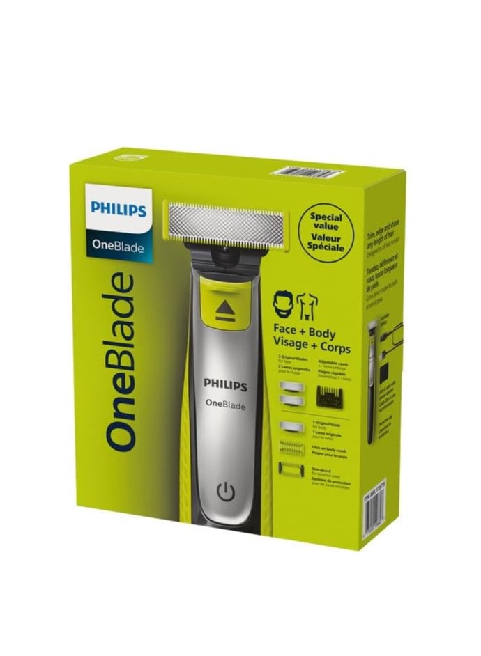Philips OneBlade Hybrid Electric Face And Body Trimmer Set QP2834/60  - Image 2