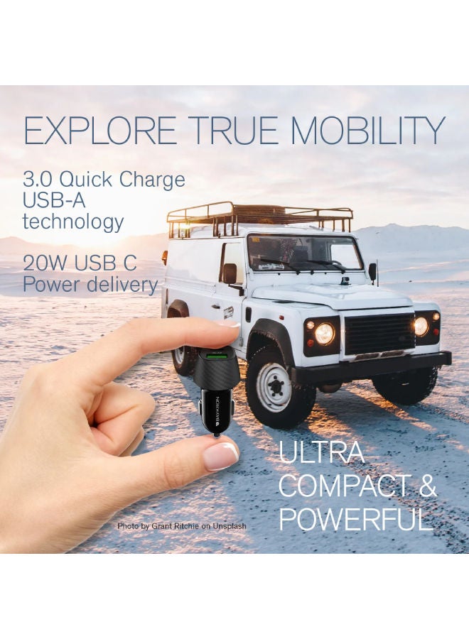 بايكرون شاحن Baykron الذكي USB 18W QC 3.0، USB-C 20W PD، 3A للسيارة مع Qualcomm Quick Charge - - Image 4