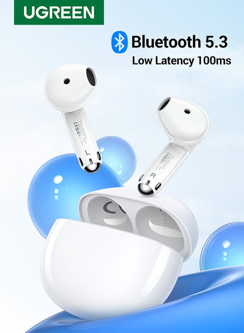 Wireless Earbuds Bluetooth 5.3, HiTune H5 Earphones in Ear Noise-reducing Headphones 26Hrs Playtime With Charging Case, Immersive Premium Sound Long Distance Connection Headset For iPhone 16/15 white