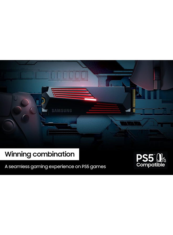 سامسونج - 990 PRO With Heatsink SSD 2TB PCIe 4.0 M.2 Internal Solid State Drive Up to 7,450 MB/s Read, 6,900 MB/s Write With Heatsink MZ-V9P2T0CW 2 TB - Image 1
