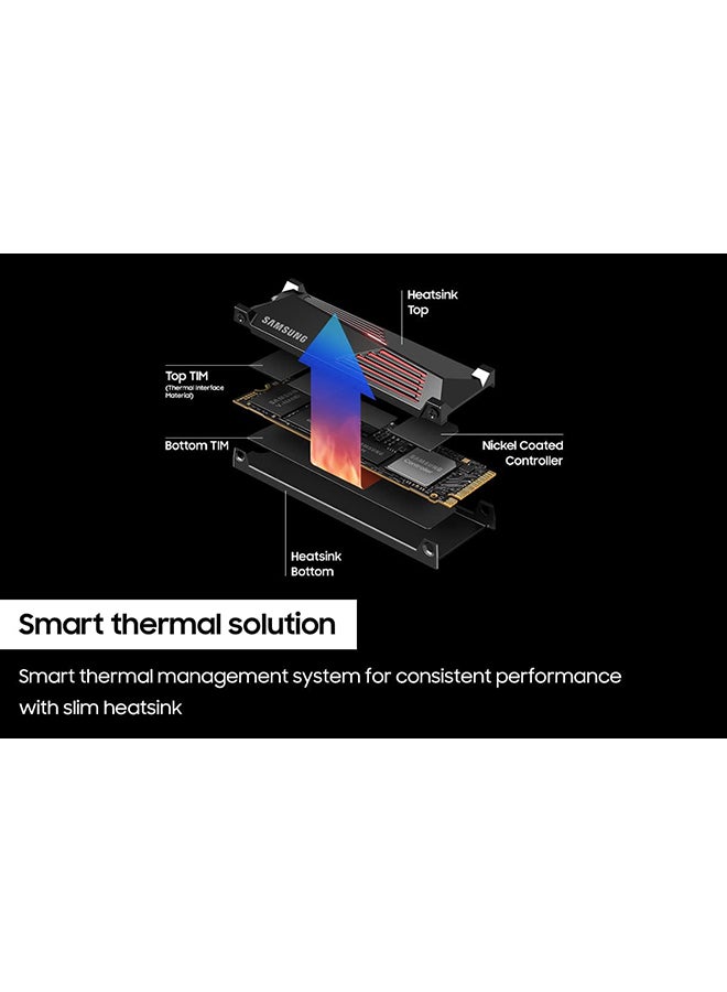 سامسونج - 990 PRO With Heatsink SSD 2TB PCIe 4.0 M.2 Internal Solid State Drive Up to 7,450 MB/s Read, 6,900 MB/s Write With Heatsink MZ-V9P2T0CW 2 TB - Image 1