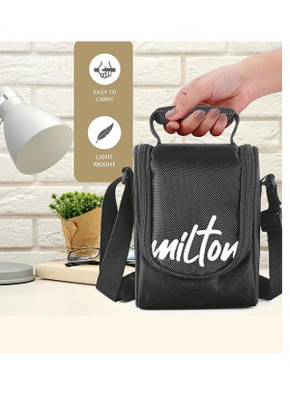 Milton Stainless Steel Lunch Box Tiffin for Kids and Adult – 3 Leakproof Food Containers (210 ml, 340 ml, 500ml) with Fabric Jacket for Office, School, College and Picnic, لانش بوكس Tasty, Black Black 500ml - view 2