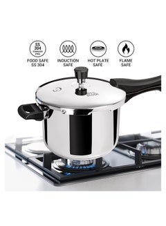 Milton 5 Litres Pressure Cooker with Outer Lid, Sandwich Bottom Stainless Steel for Induction, Hot Plate & Flame Safe, Food Safe, Gasket Release System Silver 5Liters  - Image 2