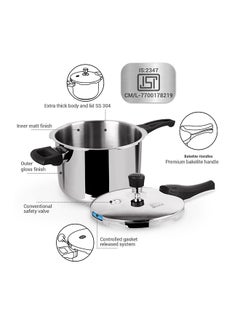 Milton 5 Litres Pressure Cooker with Outer Lid, Sandwich Bottom Stainless Steel for Induction, Hot Plate & Flame Safe, Food Safe, Gasket Release System Silver 5Liters  - Image 3
