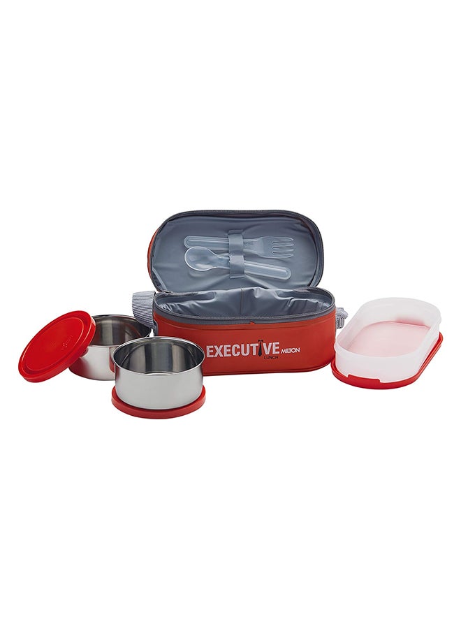 Milton - 6-Piece Lunch Box Set with Insulated Bag & Cutlery - Includes Microwave Safe Oval Plastic Container (500ml) & 2 Stainless Steel Containers (280ml Each), Keeps Food Hot - Executive Red 450ml - Image 1