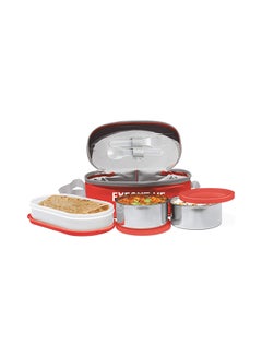 Milton 6-Piece Lunch Box Set with Insulated Bag & Cutlery - Includes Microwave Safe Oval Plastic Container (500ml) & 2 Stainless Steel Containers (280ml Each), Keeps Food Hot - Executive Red 450ml  - Image 1