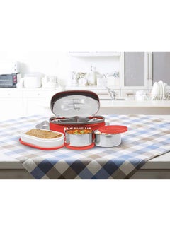 Milton 6-Piece Lunch Box Set with Insulated Bag & Cutlery - Includes Microwave Safe Oval Plastic Container (500ml) & 2 Stainless Steel Containers (280ml Each), Keeps Food Hot - Executive Red 450ml  - Image 2